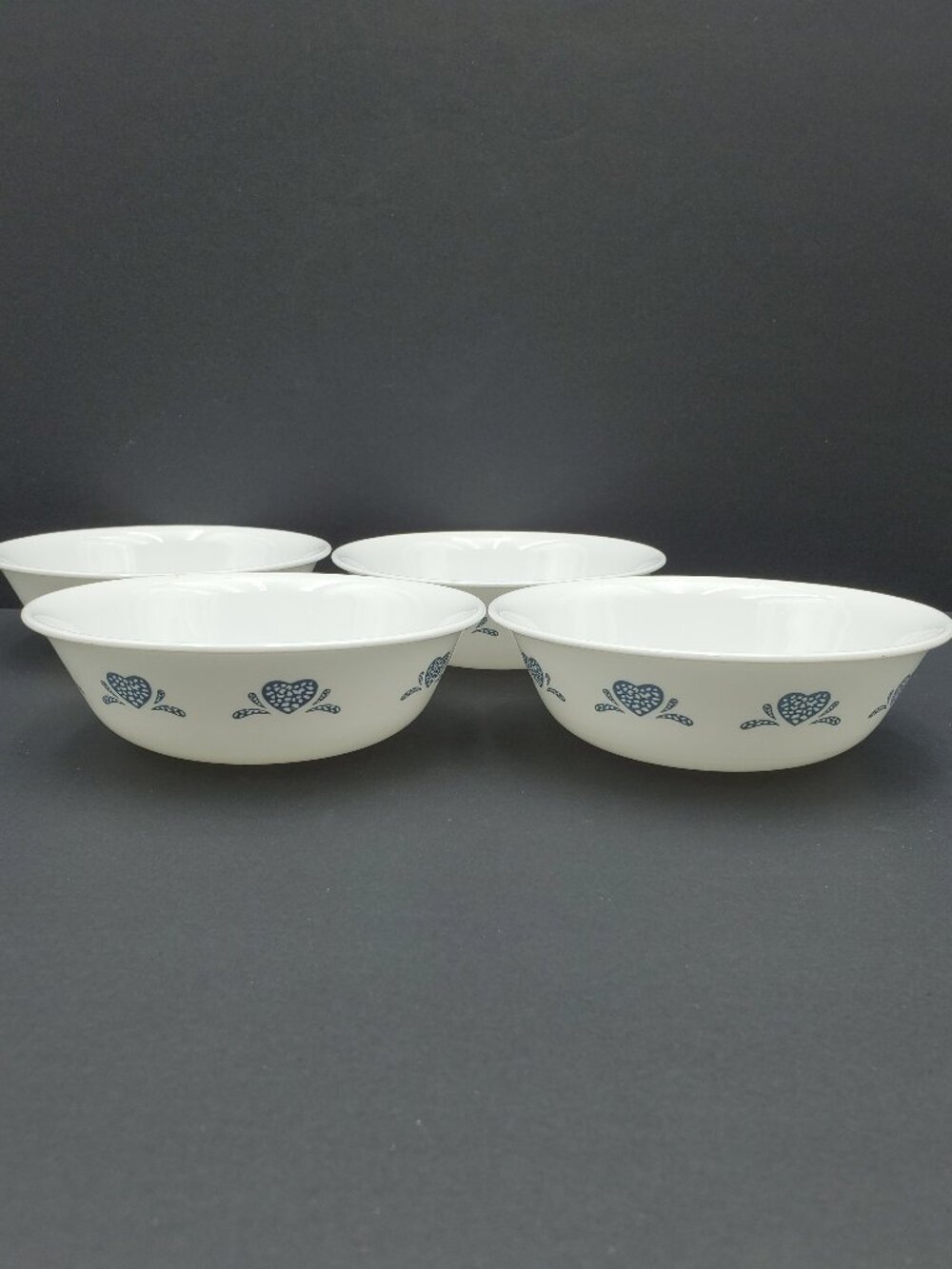 Corelle Blue Hearts Soup Bowls Corning Blue Sponge Stencil Heart Cereal Bowls
